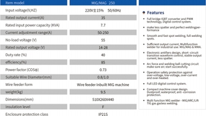 mig <b>welder</b> manufacturer portable mig-250 no gas <b>welder</b> 3-in-1 mig with co2 welding machine mig 250 welding machine - Product Image 4