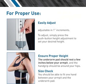 <span class=keywords><strong>Muletas</strong></span> Ligeras y Duraderas BLISS Medical para Adultos Discapacitados, Ancianos, Piernas Fracturadas, Tobillos Fracturados, Aleación de Aluminio, Axilares, Ajustables - Product Image 4