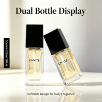 Flacon de parfum de luxe carré en verre transparent 30ml 50ml 100ml avec capuchon noir rechargeable vide à vaporisateur pour parfum