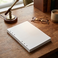 Papier de recharge ligné perforé A5 de qualité supérieure, 100 feuilles, pages intérieures pour agenda à feuilles mobiles, papeterie de bureau et scolaire