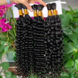Cabello Humano Virgen 100% Natural para Trenzas, Cabello Humano Ondulado Profundo 100% Natural para Trenzas Boho, Cabello Humano Rizado al Por Mayor para Trenzas - Product Image 1