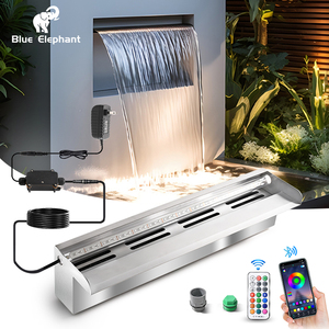 Cascade d'eau extérieure personnalisée en acier inoxydable 304 couleur argent avec LED, <span class=keywords><strong>rideau</strong></span> d'eau pour bassin et jardin, avec adaptateur <span class=keywords><strong>de</strong></span> prise - Product Image 1