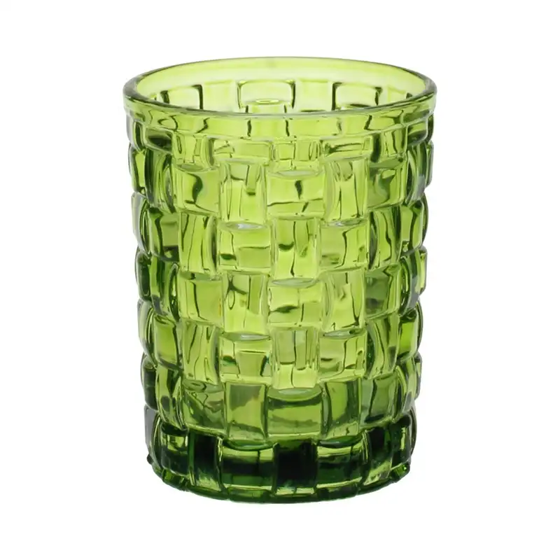 Telsen en kaliteli renkli örgü Vintage kabartmalı içecek bardağı suyu bardak preslenmiş küçük su cam bardak