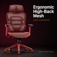 Chaise de bureau ergonomique AOR à dossier haut en maille, appui-tête 4D, accoudoirs 5D, base lombaire en alliage, vérin à gaz classe 4, certifiée BIFMA, rouge, vente en gros usine