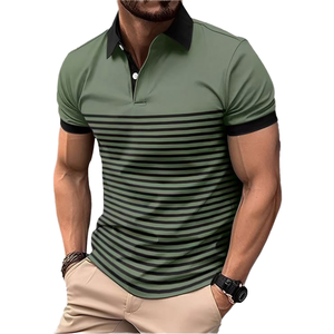 Chemise décontractée d'été pour homme de haute qualité, à boutons, imprimée, unie, séchage rapide, manches courtes, 100 % polyester tissé - Product Image 1