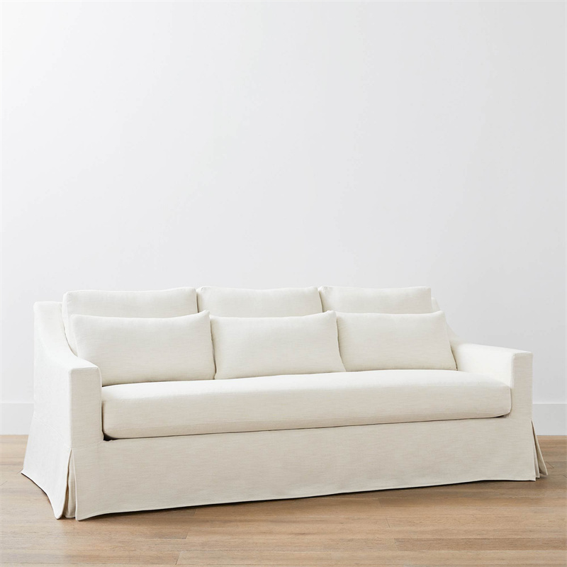 Modern Furniture Living Room Slope Arm Deep Seat Slipcovered Sofa