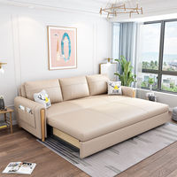 Sofá Cama Plegable Multifuncional de 2 Plazas, Sofá Cama Retráctil con Almacenamiento para Espacios Pequeños, Tela Tecnológica Lavable y Extraíble