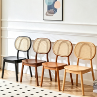 Chaise de salle à manger en bois massif et rotin Tenghang, style nordique mi-siècle moderne, style japonais Wabi Sabi, pour la maison, le café, le restaurant