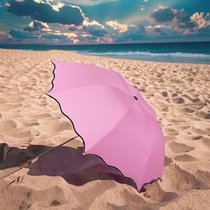 Parapluie pliant 3 volets anti-UV, imperméable et pare-soleil en vinyle à motif floral - Product Image 2