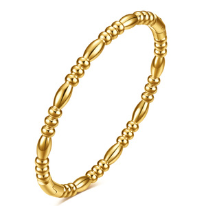 Bamboo Joint Titanium Steel <b>Bracelet</b> 5Mm Stainless Steel 18K Gold Plated Simple Unisex Fashion Cuff Jewelry - Product Image 5
