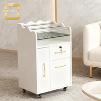 Chariot de coiffure sur roulettes avec roues, idéal pour salon de beauté, fournisseur de meubles de rangement personnalisés