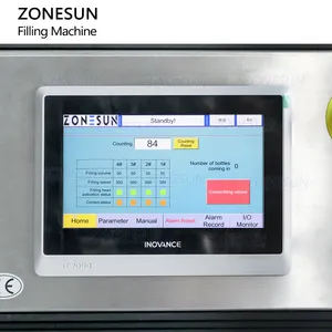 ZONESUN ZS-SVPP80C אוטומטית 4 ראשים מנוע סרוו משאבה פריסטלטית מכונת מילוי נוזלים כמותית