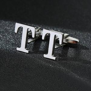 OEM高級カスタムレター メンズ イニシャル ウェディング カフスボタン ステンレス鋼 26英文字 カフスボタン メンズ用 - Product Image 4