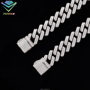 Hot Selling 925 sterling Silver Cuban Link Chain <b>Bracelet</b> 8mm to 20mm VVS D color Moissanite Diamond Hip Hop Style for Men - Product Image 4