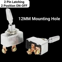 Interrupteur à bascule robuste 12V DC 50 Ampères, 2 broches SPST ON-OFF 2 positions, interrupteur à verrouillage en métal chromé avec bornes à vis en cuivre