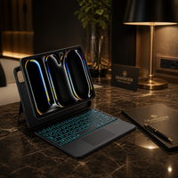Vente directe pour iPad Pro 13" M4 Nouvelle coque clavier TPU avec pavé tactile rétroéclairé 7-RGB sans fil et rotation à 360 degrés, étui tablette séparable