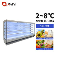 Réfrigérateur vitrine ouvert pour supermarché, refroidisseur vertical pour légumes et fruits