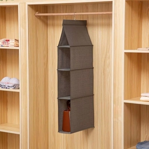 Classic Design Printed Non-Woven Density Board Folding Door <b>Wardrobe</b> <b>Hanging</b> Bag 50L Capacity Breathable Portable Home Storage - Product Image 5