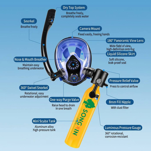 Ensemble de plongée portable avec mini-bouteille de 0,5 L et <span class=keywords><strong>masque</strong></span> intégral, équipement de plongée haute pression 3000 PSI avec adaptateur de recharge - Product Image 2