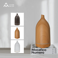 Diffuseur de parfum en céramique mate à grain de bois, 3 couleurs, avec lumière nocturne colorée à brume fine de 110 ml pour bureau, chambre à coucher, bureau
