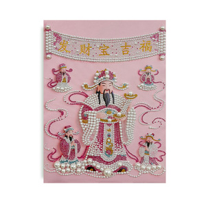 Dipinto su Tela Fai-da-Te in Legno Massiccio con Perle, Dio <span class=keywords><strong>della</strong></span> Ricchezza, Decorazione Festiva Rossa Fatta a Mano, Regalo di Congratulazioni - Product Image 5