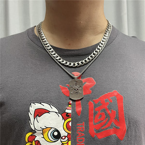 Collar con Colgante de Calavera de Acero Inoxidable para Hombre, Estilo Punk Retro, Cadena Tipo Placa de Identificación 12043 - Product Image 3