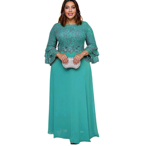 Abito in chiffon con volant in vita naturale, in pizzo intrecciato lavabile ed ecologico, taglie forti, per donne africane, europee e americane - Product Image 1