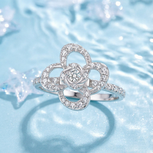 Custom Wholesaler Fine Jewelry 925 Sterling <b>Silver</b> Zircon Flower Shape Luxury Engagement <b>Ring</b> Women Birthday Party Gifts Rhodium - Product Image 2