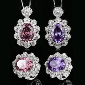 High End Eco-friendly Copper Colorful Gem Necklace and <b>Rings</b> <b>Set</b> 12*16mm Red Cubic Zirconia Jewelry <b>Sets</b> for <b>Women</b> - Product Image 3
