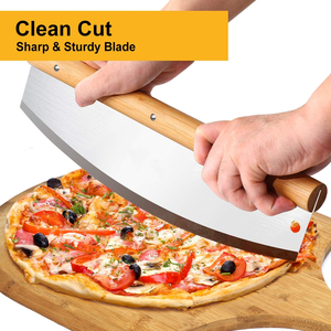 Ensemble de pelures à <span class=keywords><strong>pizza</strong></span> en bois avec grande fusée à <span class=keywords><strong>pizza</strong></span> et coupe-<span class=keywords><strong>pizza</strong></span> - Product Image 5