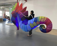 Ballon gonflable publicitaire géant Hippocampe de 3,5 m avec lumières LED, durable pour les défilés et spectacles