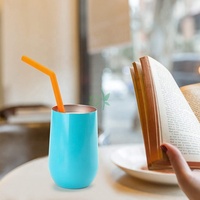 OKSILICONE Paille à boire réutilisable à bulles colorées sans BPA Grand gobelet pliable Pailles en silicone Accessoires de barre> 5 pièces