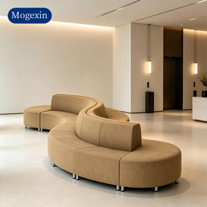 Modern Curved Modular Sectional <b>Sofa</b> S-Shaped Upholstered Lounge <b>Sofa</b> for Hotel Lobby <b>Office</b> - Product Image 2