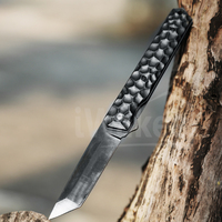 Couteau de survie pliable tactique à lame pointue Tanto en aluminium oxydé noir pour le camping