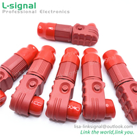 Connecteur de haute tension 200a à Angle droit, 1 Pin 8MM IP67 prise femelle rouge en plastique avec prise mâle