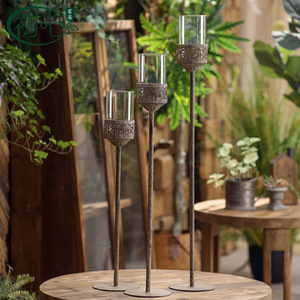 American Retro Windproof Floor Candlestick Iron Tapered Home Decoration Gift - Product Image 4