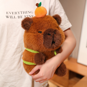 Peluche <span class=keywords><strong>de</strong></span> Capibara Curativo con Decoración Naranja y Mochila <span class=keywords><strong>de</strong></span> Aguacate, Tela Suave y Esponjosa, Tres Tamaños, Lindo Regalo para Amantes <span class=keywords><strong>de</strong></span> los Dibujos Animados - Product Image 4