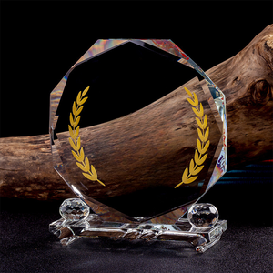 Honor of Crystal Octogone <span class=keywords><strong>Plaque</strong></span> en verre vierge Awards K9 Trophée en cristal personnalisé avec double base transparente - Product Image 3