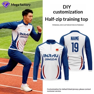 Haut de sport unisexe personnalisé à demi-zip, séchage rapide, respirant, en polyester, avec motif lettres imprimé par transfert thermique, pour entraînement et fitness - Product Image 2
