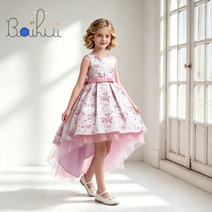 Abito da Sera Rosa Gonfio da Principessa per Bambine, Vestito Elegante per Matrimoni e Feste, per Ragazze dai 3 ai 14 Anni - Product Image 1