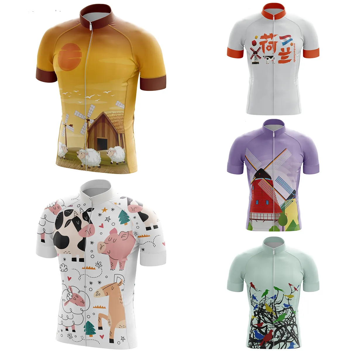 Hirbgod Mens Jersey Fietsen Bike Cyclus Kleding Dragen Zomer Biker Outfit Nederland Landschap Thema Serie Fiets Shirts Heren