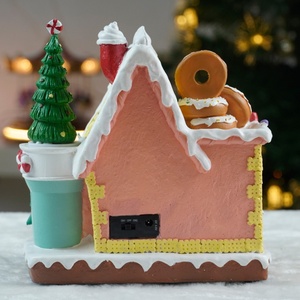 Offre Spéciale – Ornement de Noël en résine moderne et écologique en forme de donut, maison de pain d'épices/bonbons avec LED, pour salon intérieur - Product Image 3