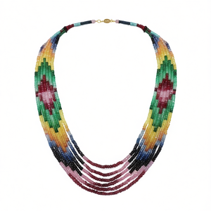Collar de Cuentas con Patrón Geométrico Colorido para Mujer, Chapado en Oro, Cadena de Suéter de Múltiples Hilos - Product Image 3