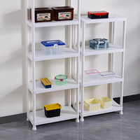 Étagère de rangement à 4 niveaux en plastique noir/blanc robuste, type debout, pour garage, cuisine, maison, bureau, garde-manger, atelier