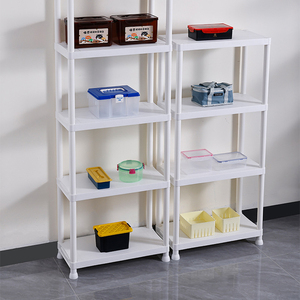 4 Tier Heavy Duty Black/White Plastic Standing Type <strong>Storage</strong> Shelving Racking for Garage Kitchen Home Office Pantry Workshop - Product Image 4