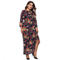 Usine OEM Automne Plus La Taille À Manches Longues Rétro Floral Soirée Longue Maxi Robes Décontractées