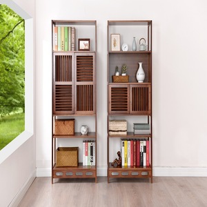 Estantería de bambú estilo chino, de madera maciza, con puertas, para estudio, oficina o como vitrina. - Product Image 1