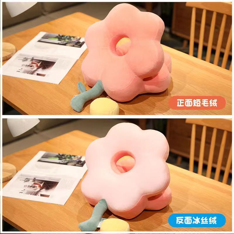 Pink nap pillow [reversible] one side plush, one side ice silk