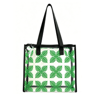 Sac fourre-tout élégant pour femme en PVC transparent avec motifs de quilting hawaïens, personnalisable, idéal pour offrir en cadeau