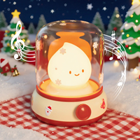 Veilleuse LED Rétro de Noël, Mini Lampe de Chevet en ABS avec Interrupteur, Fonction Bruit Blanc et Aide au Sommeil (à Piles)